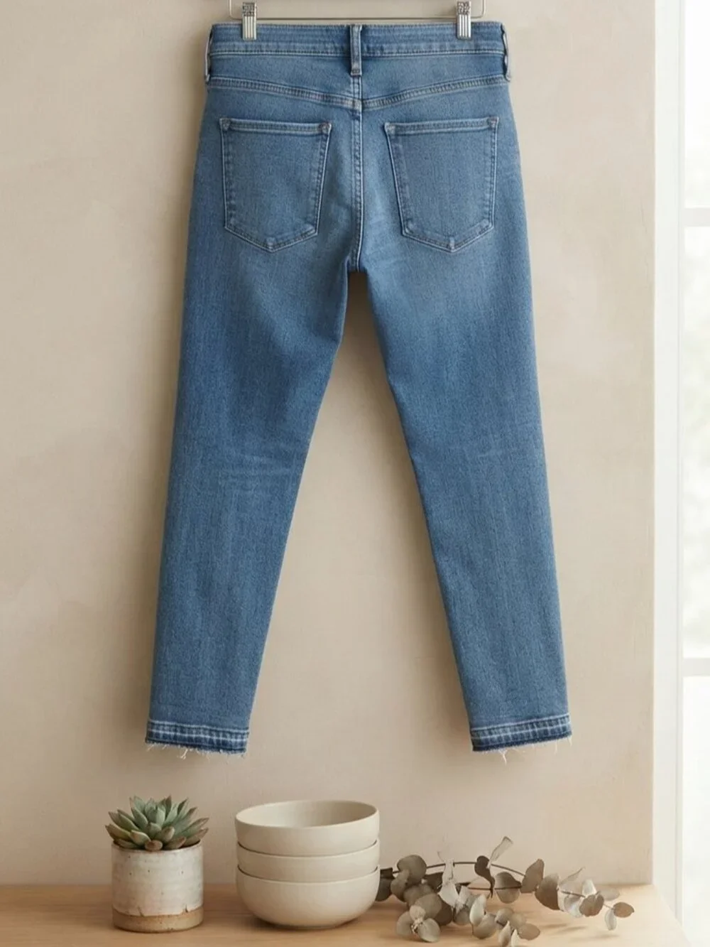 Banana Republic Light Wash Split Hem Ankle Skinny Jeans Women's Size 25
